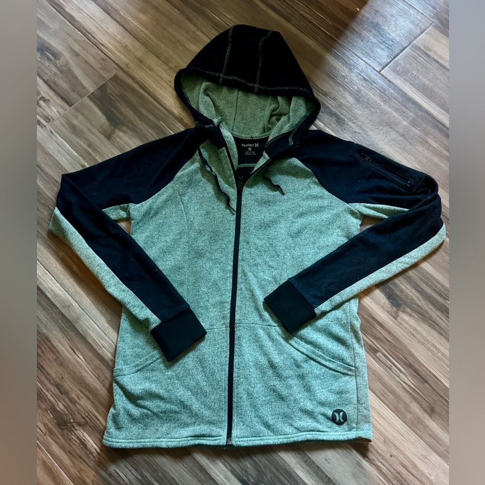 Hurly/Nike Dei-Fit Navy & Teal Zip-Up Hoodie